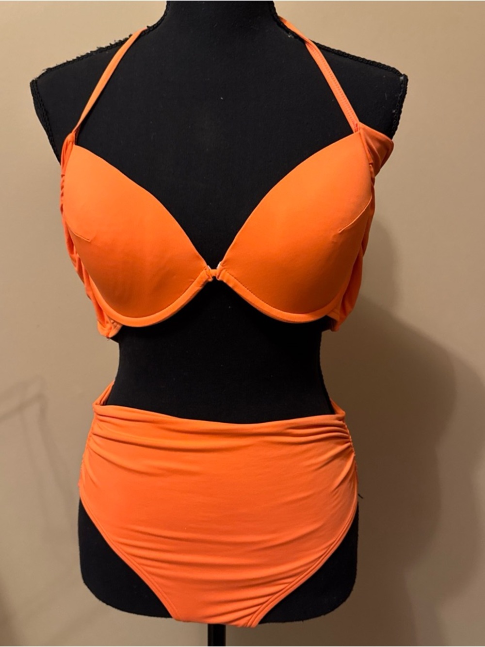 Carmen Marc Valvo Vibrant Orange High-Waist Bikini